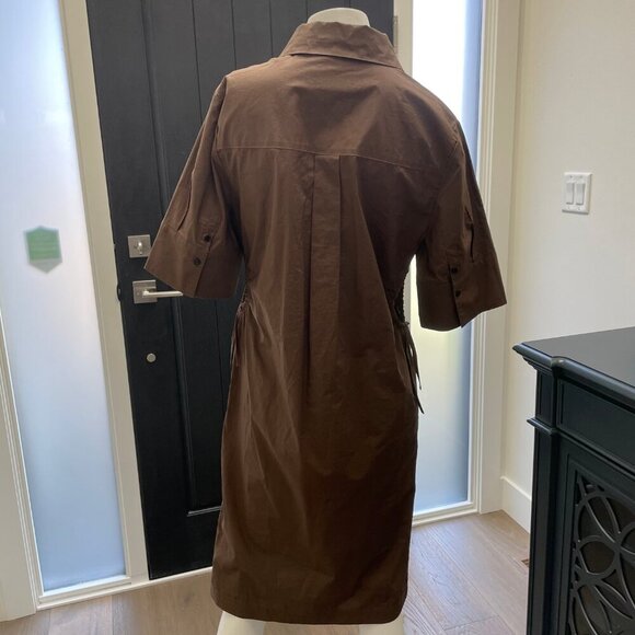 Birgitte Herskind Naja SS Circular Side Cut Out Midi Org Cot Dress Brown Sz 36 - Picture 7 of 14